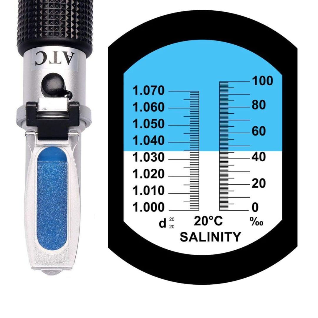 Erma Salinity Refractometer for Aquariums, Marine Monitoring, Saltwater Testing Dual Scale 0-100‰ & 1.000-1.070 Specific Gravity Saltwater Refractometer with ATC (B0D9QPNVGC) Amazon Price History, Amazon Price Tracker