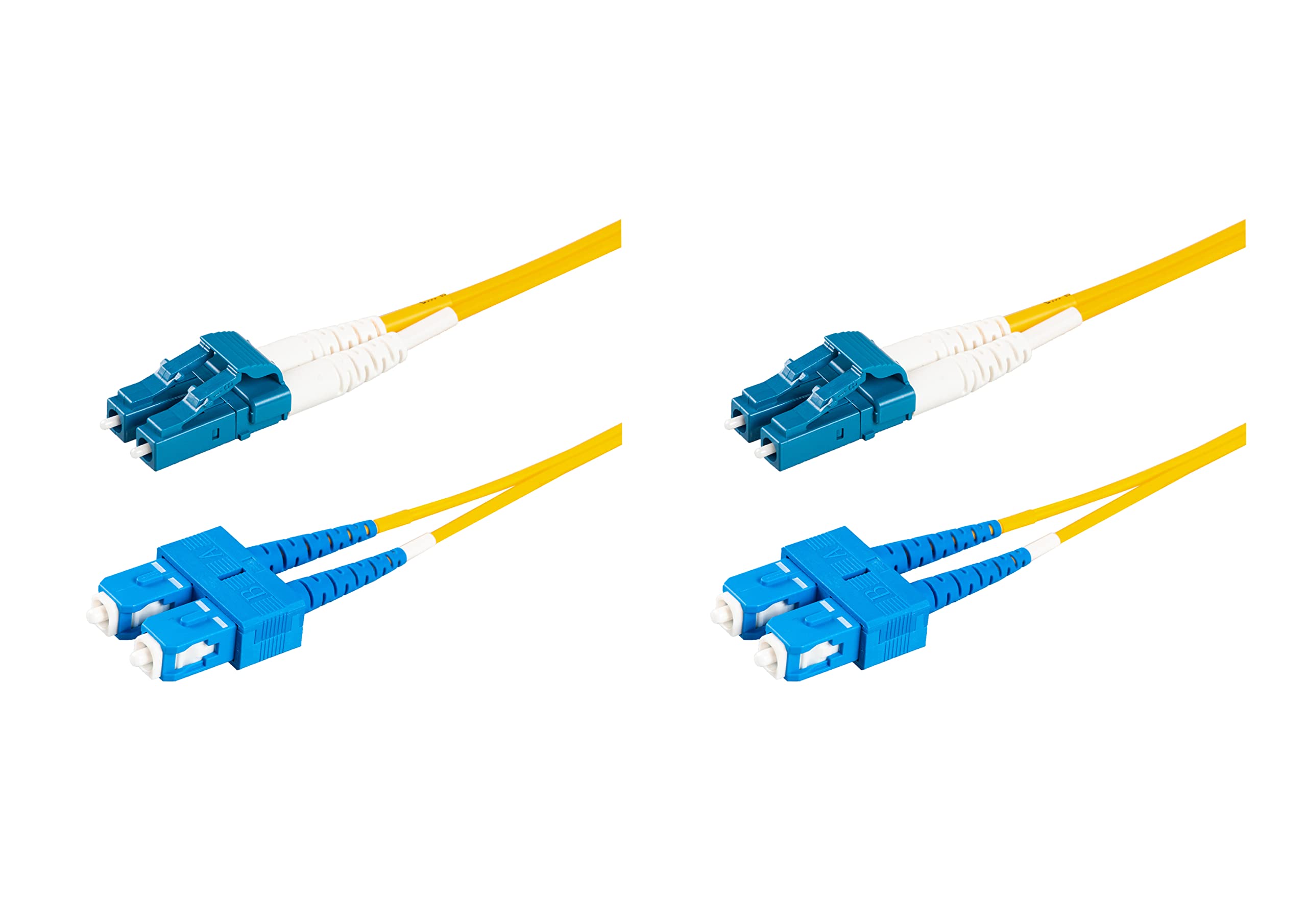 SpeedyFiberTX 2-Pack 2 Meter LC/U to SC/U Fiber Patch Cable, Corning SMF-28 Singlemode 9/125um Ultra Optical Fiber, OS1/OS2 Compatible, Duplex Yellow Riser OFNR Cable Jacket