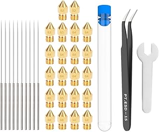 22PCS 0.2~1.0mm 1.75MM M6 MK8 3D Printer Brass Nozzle for Makerbot Creality Ender 3 V2 CR-10 Anet A8 A8Plus ET4 ET4X ET5