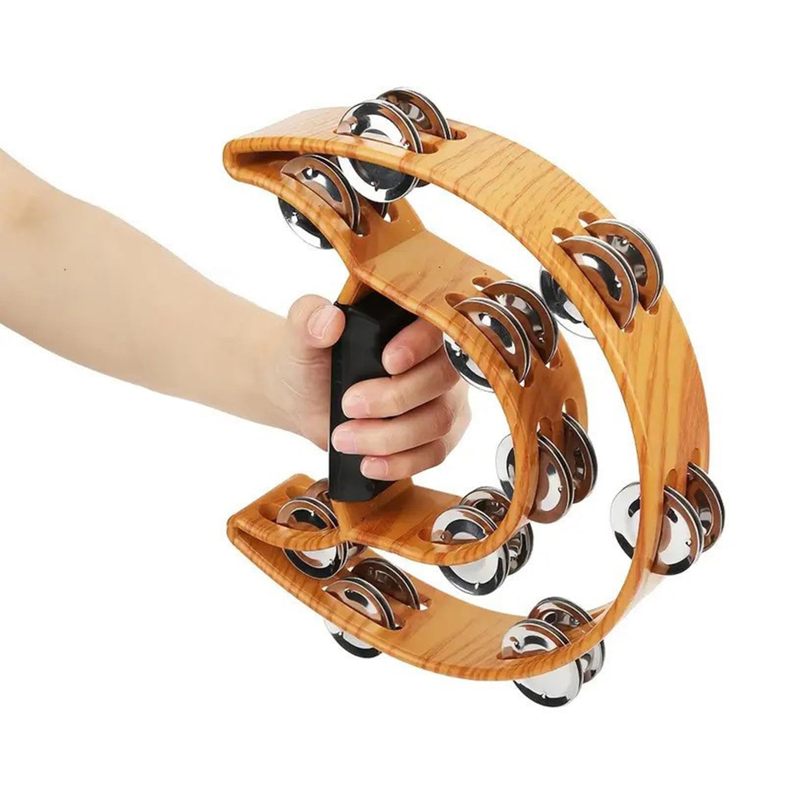 Doppelreihiges Tamburin, Schlaginstrument, Klarer Klang, Ergonomischer Griff, Metall für Bühne, Karaoke, Kinder Und