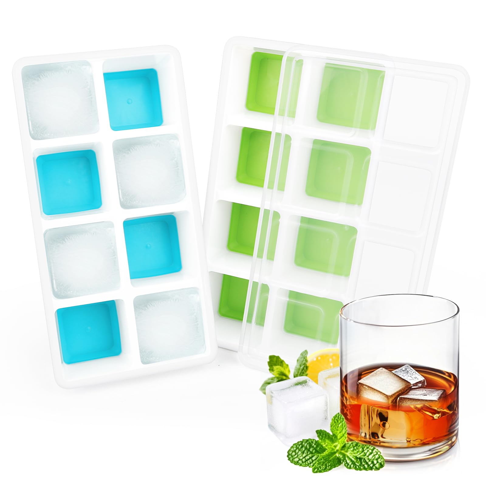 Stampo Cubetti Ghiaccio Con Coperchio - 2 Pezzi In Silicone Per Cocktail E Snack | BPA Free - Foto 10