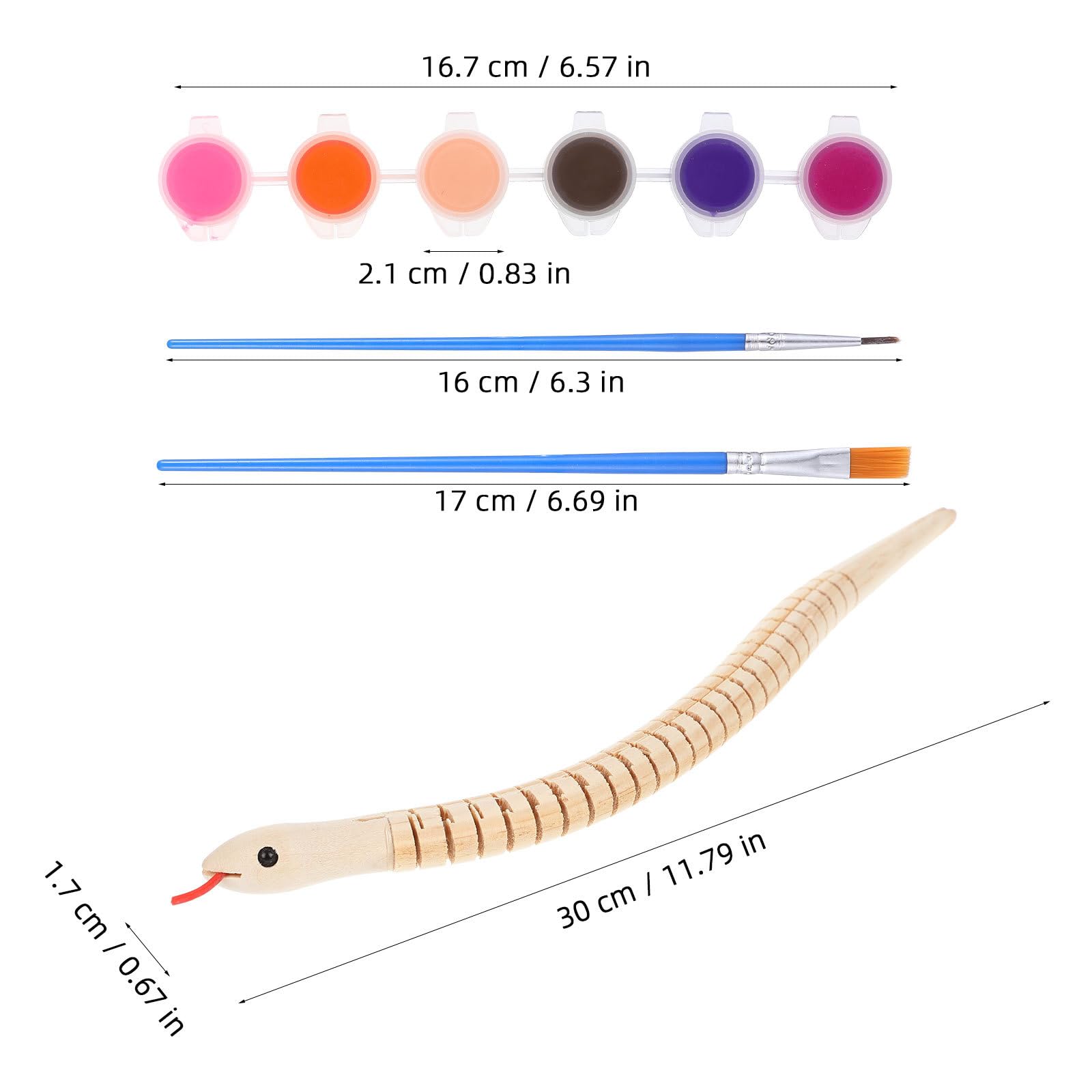 DOITOOL Children S Wooden Wiggly Snake Toy 12 Inch Flexible Painting Craft Kit with Movable Joints Multi-Colour Paints and Brushes for Creative Doodle Play and Party Decoration - Image 4