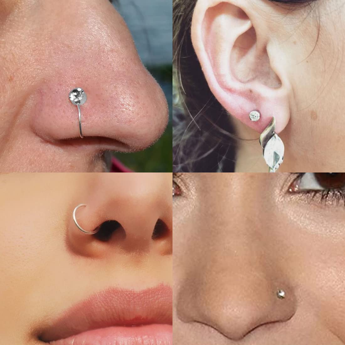 Set Di Orecchini A Cartilagine KALVICA - 23 Pezzi In Acciaio 316L, Helix, Tragus, Rook, Conchiglia, Argento/rosa - 6