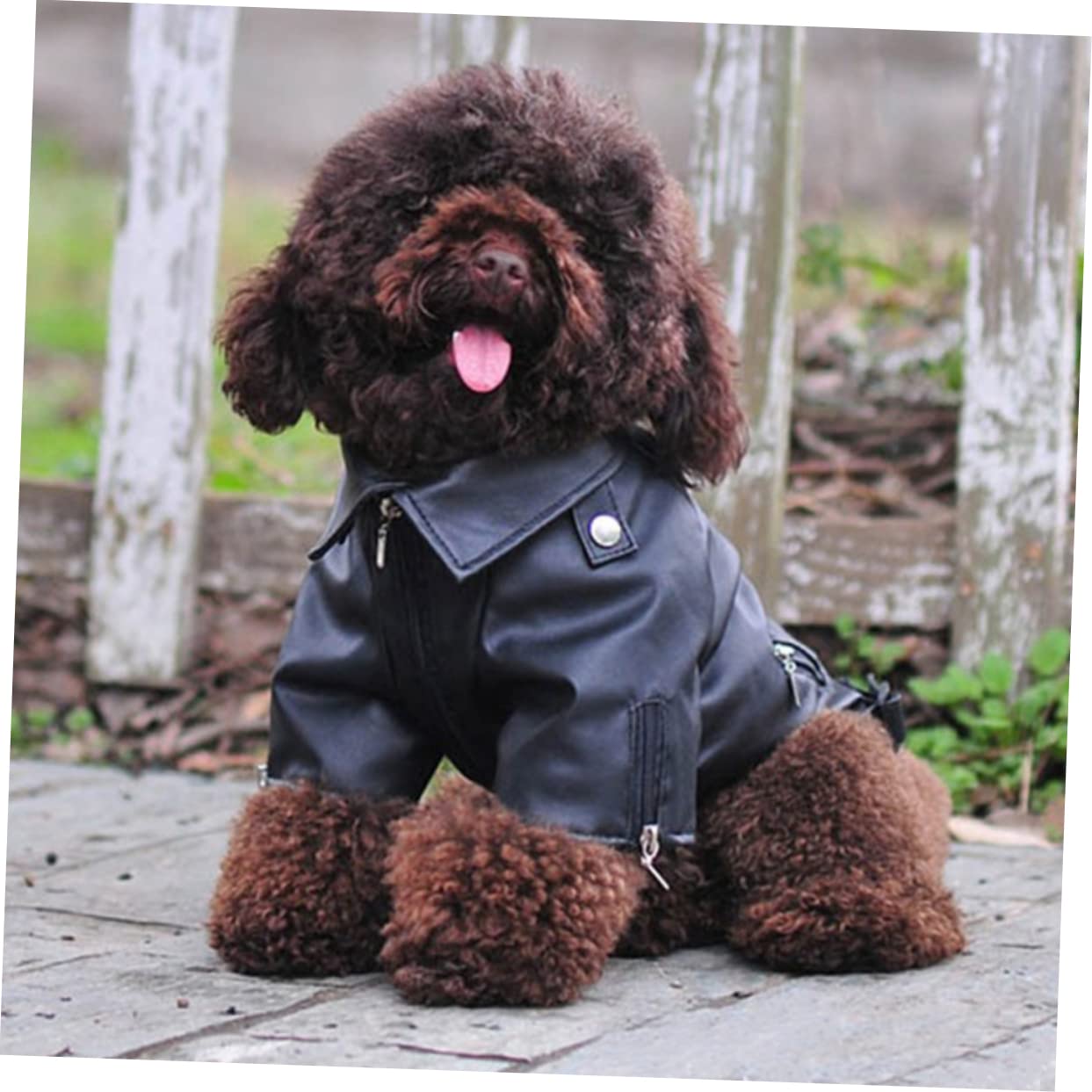 Warm Coat Dog Cots Grease Leather Jacket Biker Dog Costume Leather Jacket for s Clothes Winter Coat Zip up Puppy Cot for s Dalma Zipper - Image 3
