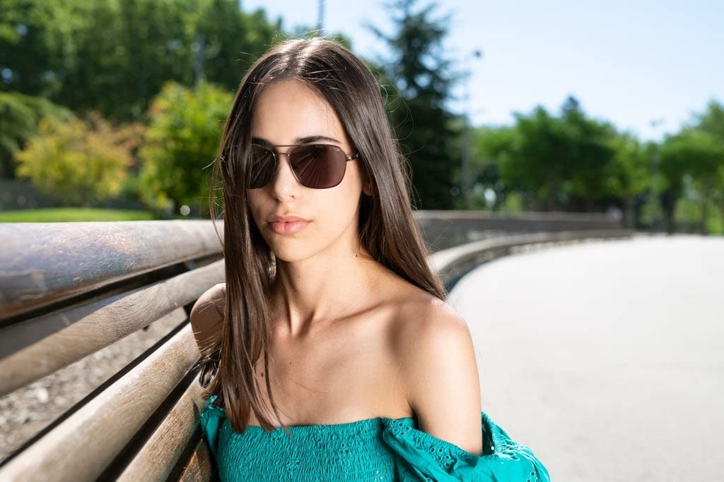 CLANDESTINE - Gafas de Sol Unisex - Modelo Pilot 18 - Lentes de Nylon HD y Montura de Acero Inoxidable - Talla Única - 144 mm x 51 mm