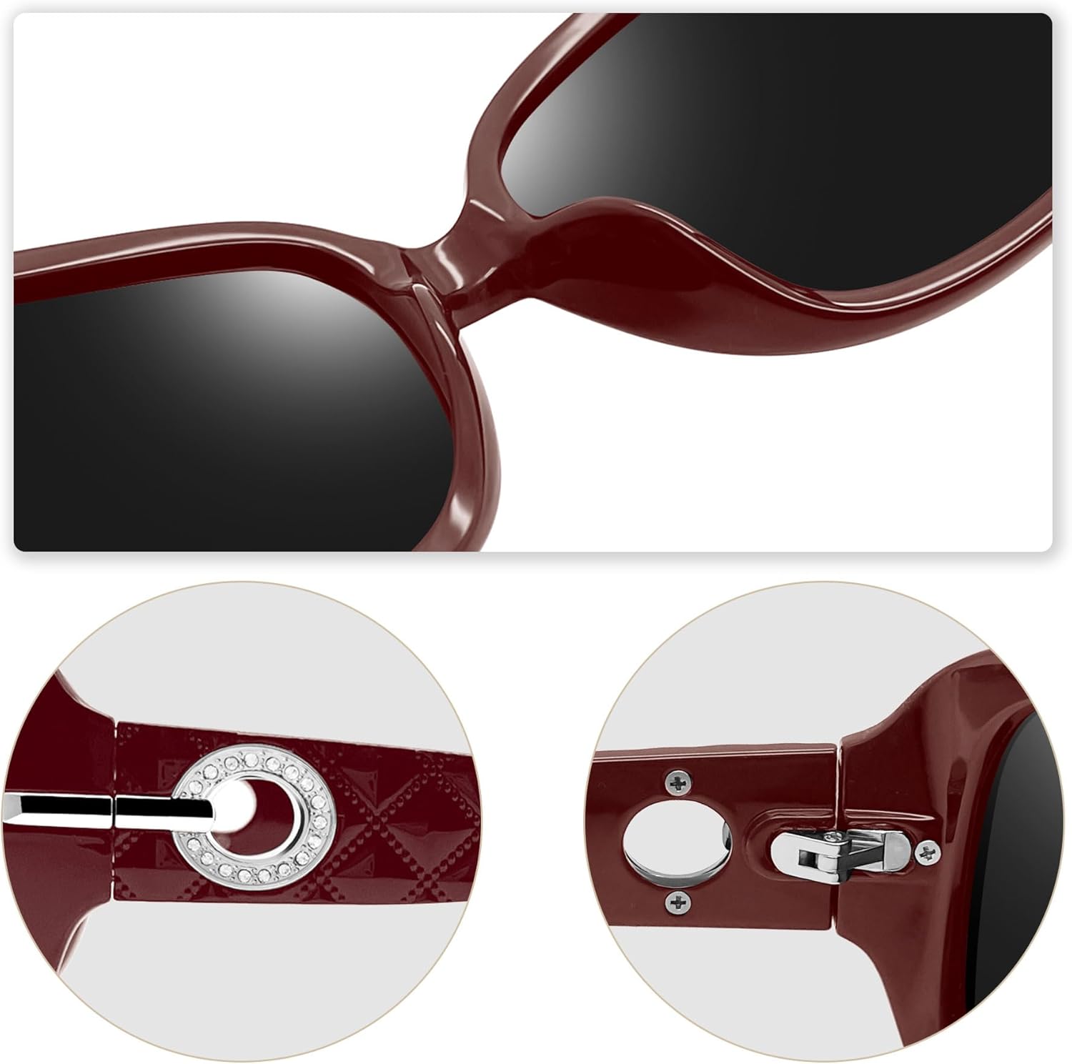 Joopin Big Womens Sunglasses Polarized Trendy Sun Glasses Large Rectangle UV Protection Rhinestone Sunnies - Image 5