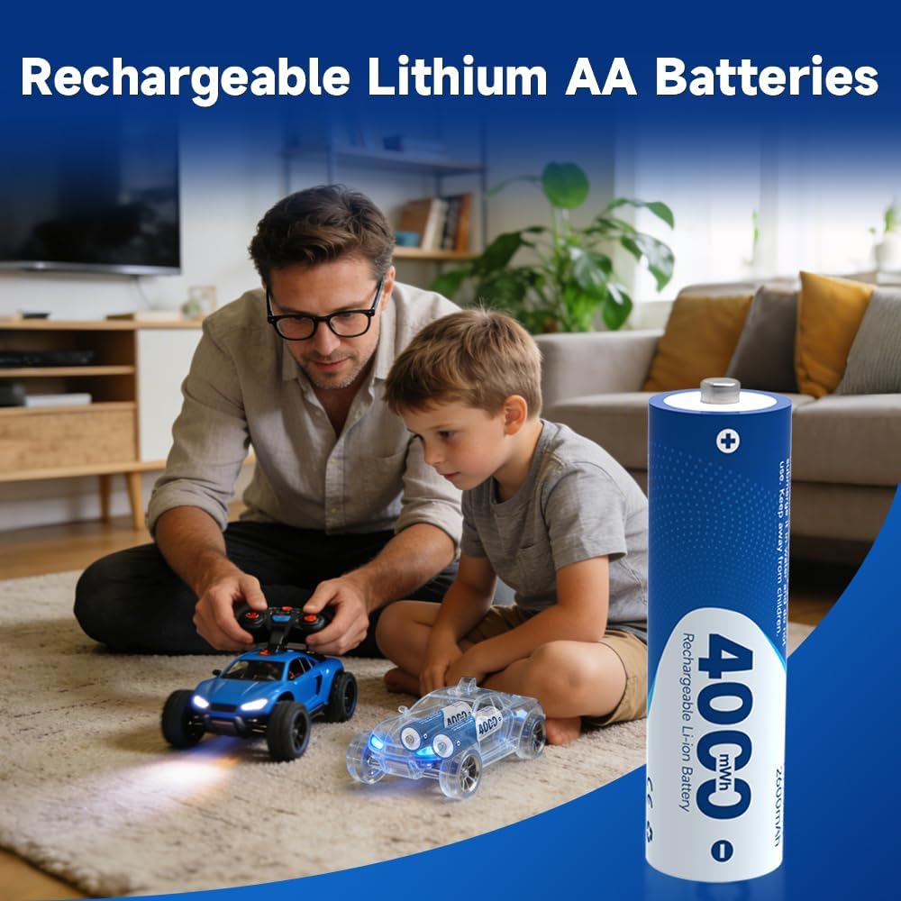 Rechargeable Batteries Lithium 12 Pack,1.5V 4000mWh High Capacity Rechargeable AA Battery, Li-ion Doubel A Batteries for Blink Outdoor Camera