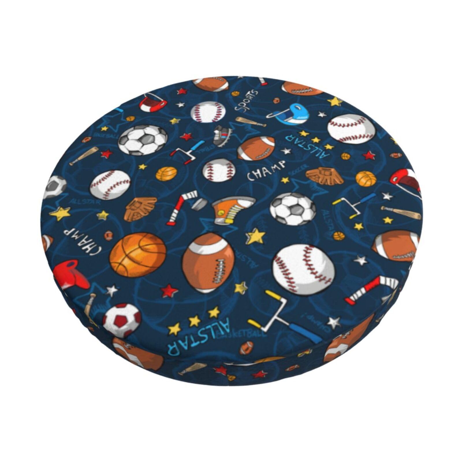 ACVnbm Sports Baseball Game Print Round Bar Chair Cushion Cover, Elastic Chair Protector For Kitchen Bar Dining