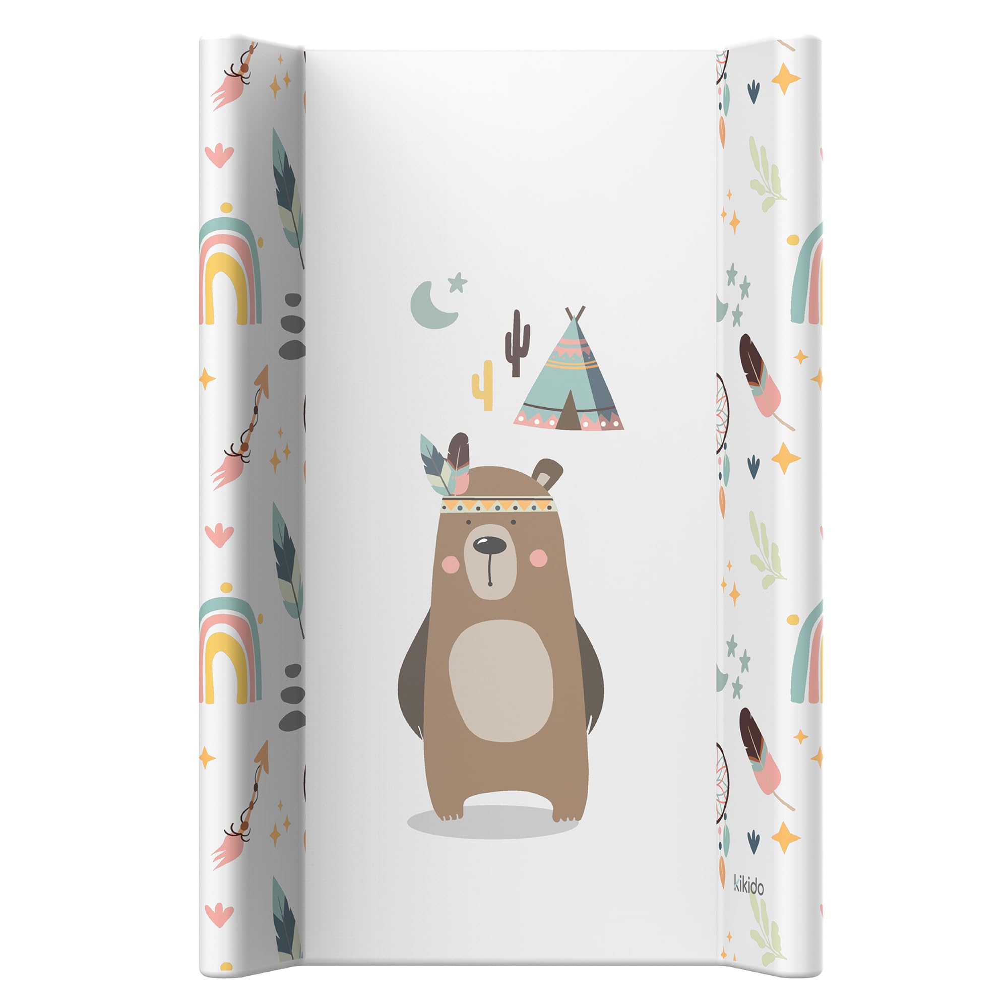 Kikido Materassino Fasciatoio 50x70 - Teddy - Materasso Fasciatoio in PVC con Bordi Rialzati - Materassino Universale con Spondine di Sicurezza, Universale e Impermeabile 70x50