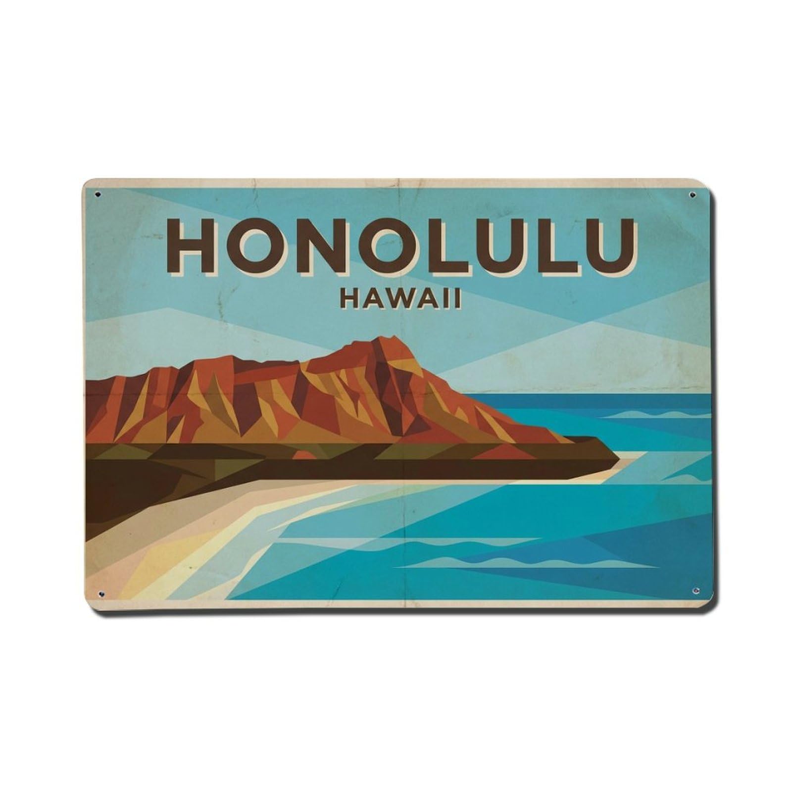 Xanthor Style Travel Vintage Usa Honolulu Metal Tin Sign