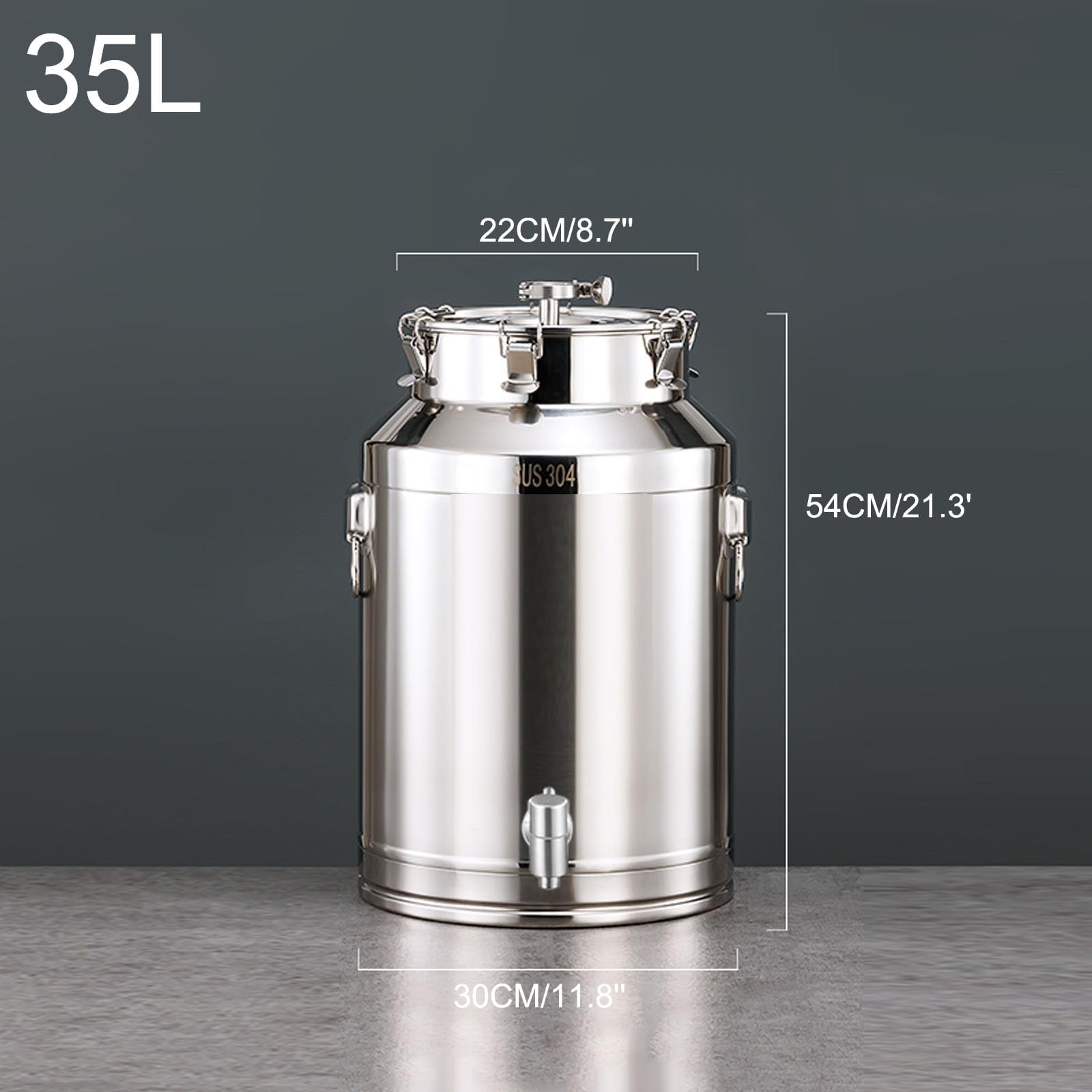 Cubo de fermentación de acero inoxidable 304 con cierre de aire, kit de preparación casera resistente para cerveza y vino, recipiente hermético de almacenamiento de alimentos, a prueba de fugas y