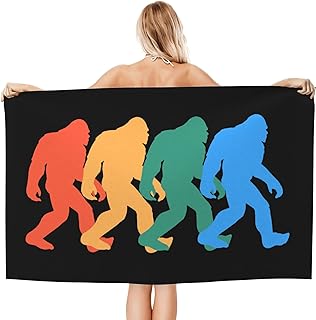 Retro Bigfoot Microfiber Beach Towel 32x52inch,Large Bath Towels for Kids and Adults - Quick Dry Absorbent Sand Free Towel for Bathroom,Pool,Shower,Travel,Sport