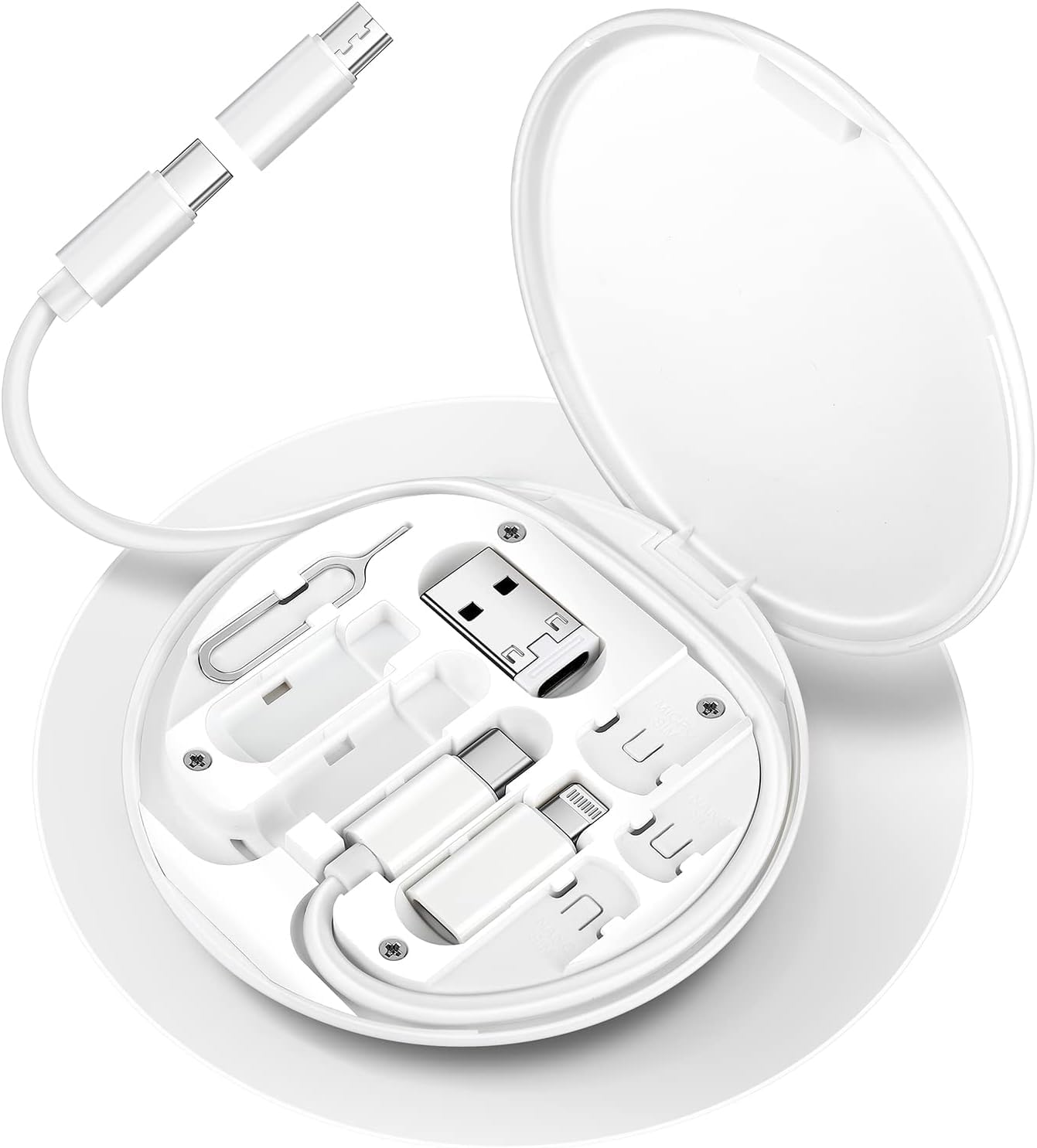 CarFrill USB C to Lightning Adapter Kit,Multi Charging Cable Case Convertor USB C to Type C/iOS Device/Micro Adapter Travel Data Cable Set Contains Card Storage，Phone Holder, Tray Eject Pin (White) (B0CGNHHBGV) Amazon Price History, Amazon Price Tracker