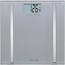 Taylor Digital Body Composition Scale, Bathroom Scale for Body Weight, Measures Body Fat, Body Water, and Muscle Mass Percentages, 8 User Recognition, 400 lb Capacity, Charcoal