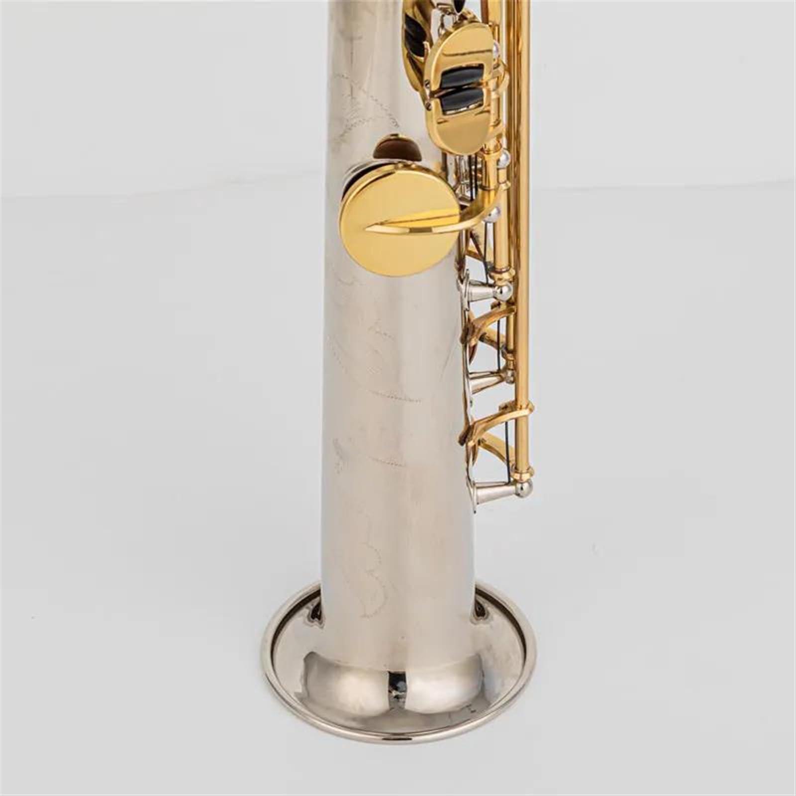 Saxofón Saxofón Soprano Llave Dorada Plateada Con Estuche Saxofón Soprano Boquilla Cañas Cuello (Color : Leather bag)