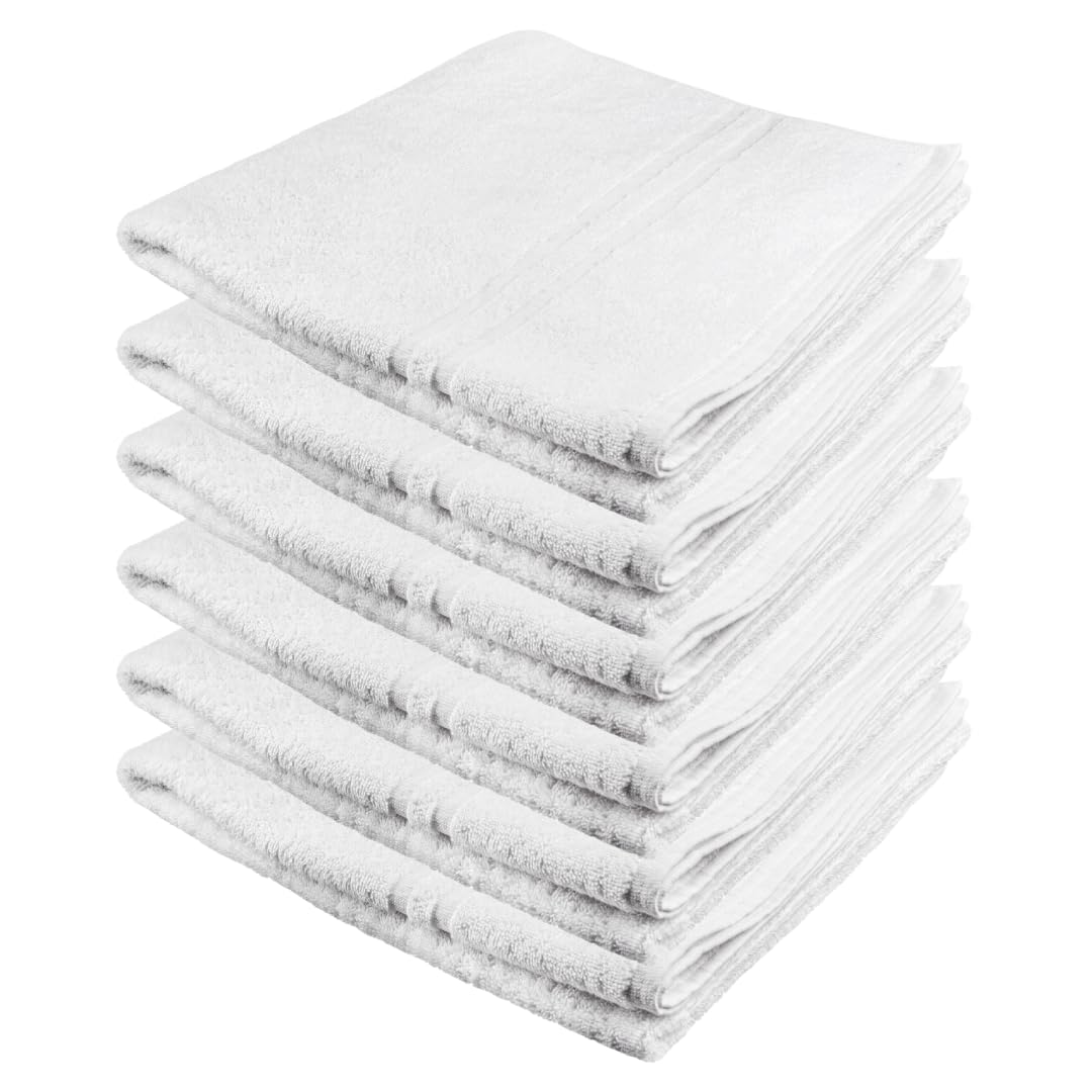 Clinotest Juego de 6 toallas de baño, 100 x 150 cm, 100 % algodón, calidad superior, 450 g/m², suaves, absorbentes, duraderas, de secado rápido, perfectas para baños y hoteles, color blanco