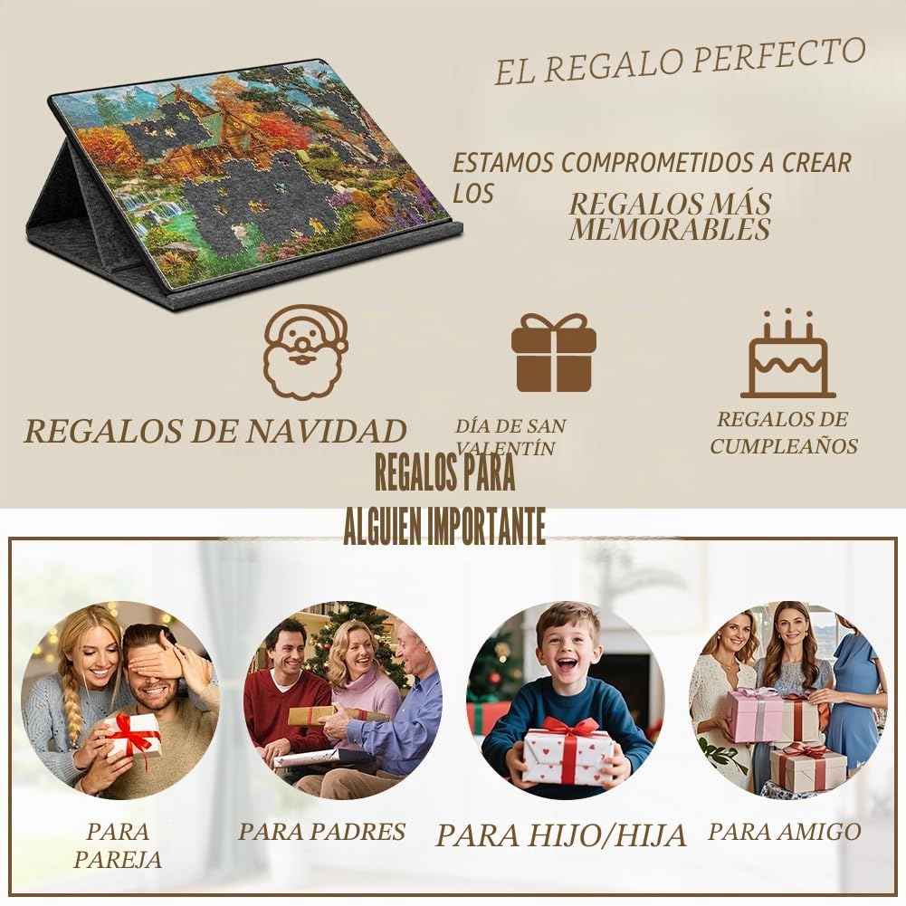 Tablero Puzzle para 1000 Piezas, Tablero de Rompecabezas | Puzzle Board con 6 Bandejas y 2 en 1 Soporte, Tapete de Fieltro Ligero Portátil Mesa Puzzles, Plegable Antideslizante