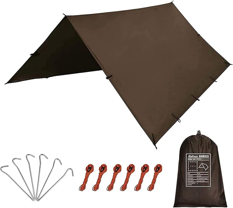 Lona impermeable para acampar, hamaca, mosca para la lluvia, 10X10FT/10X15FT, lona multifuncional con huella de tienda, lona ligera para acampar, senderismo y refugio de supervivencia
