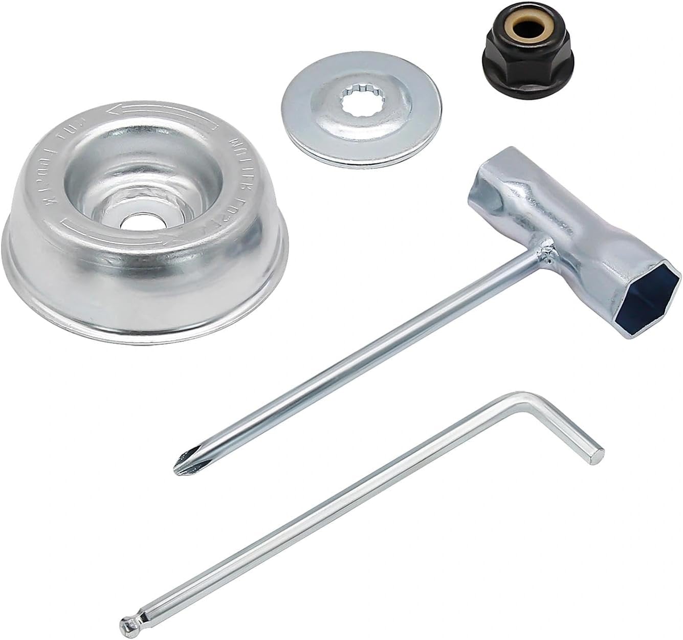 Blade Adapter Attachment Maintenance Kit for Stihl FS55 FS56 FS70R FS80 FS85 FS90 FS94 FS110 FS120 FS130 FS200 FS240 FS250 FS-KM (Thrust Washer, Rider Plate, Collar Nut, Wrench)
