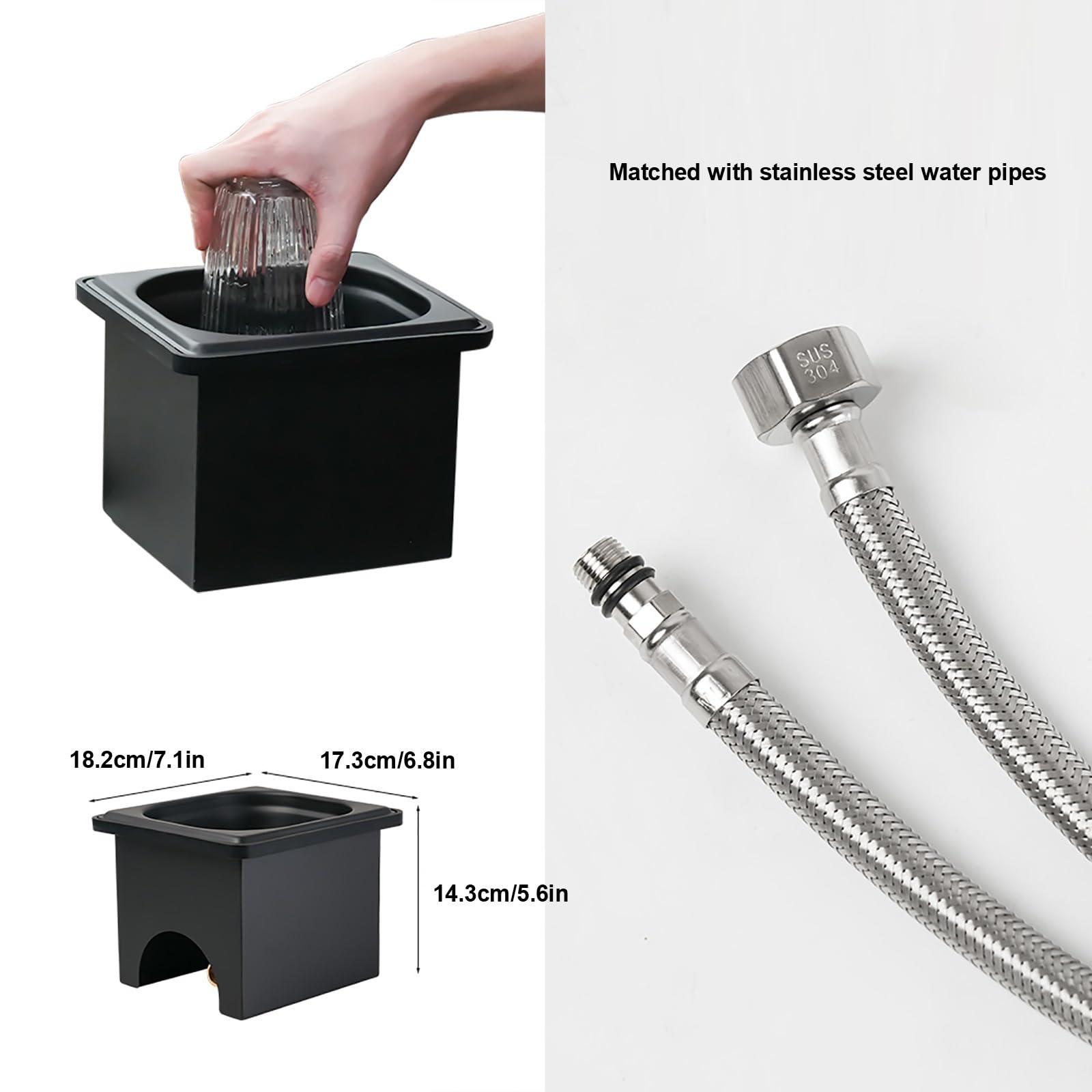 Enjuagador de Vasos con Base de Acero Inoxidable, Jarra Rinser, Artículo Esencial para Cafeterías y Bares Profesionales.