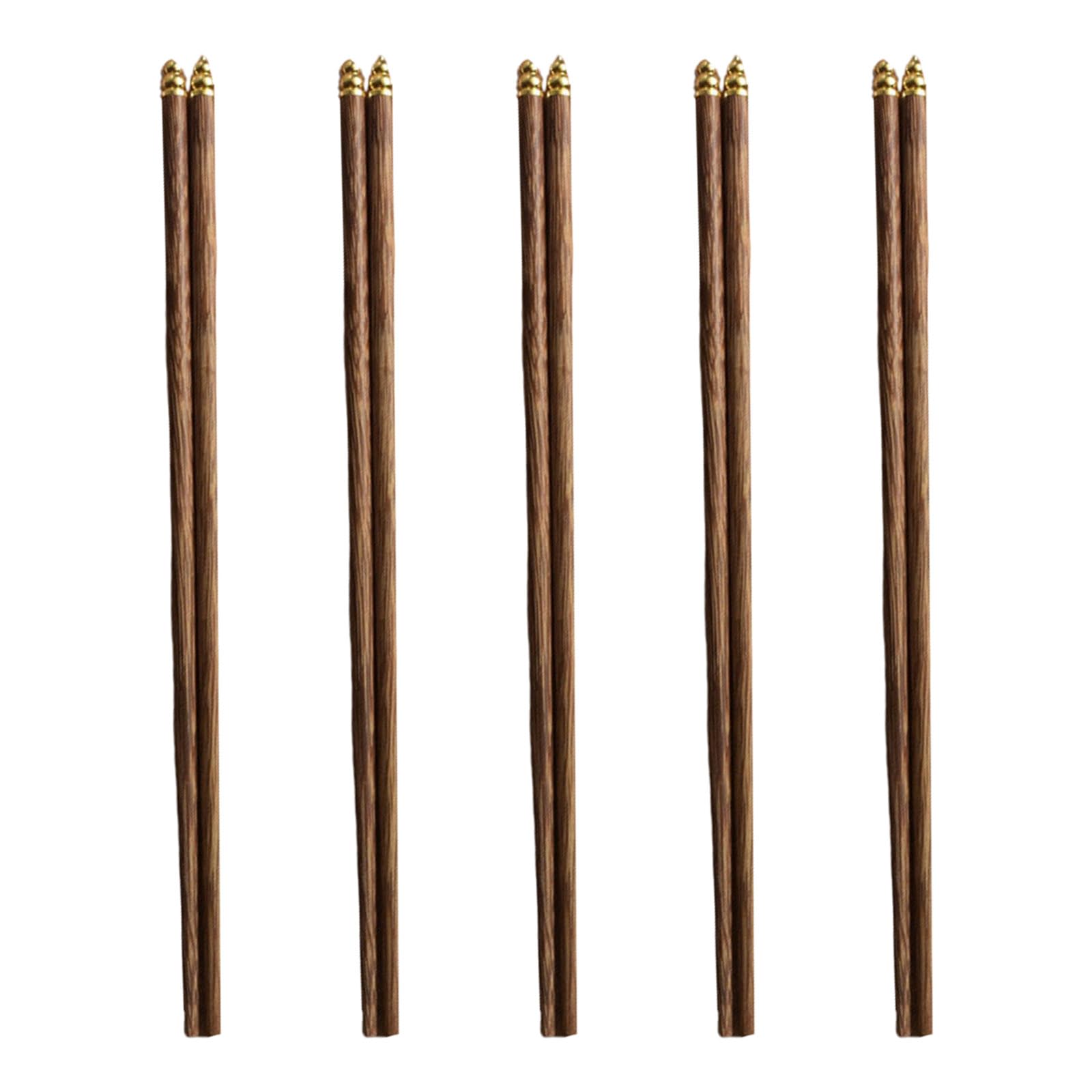 Buxuaaaa 5 Pair Wood Chopsticks Natural Wood Texture Earting Tool Easy to Clean Eating Chopsticks for Kitchen and Restaurant