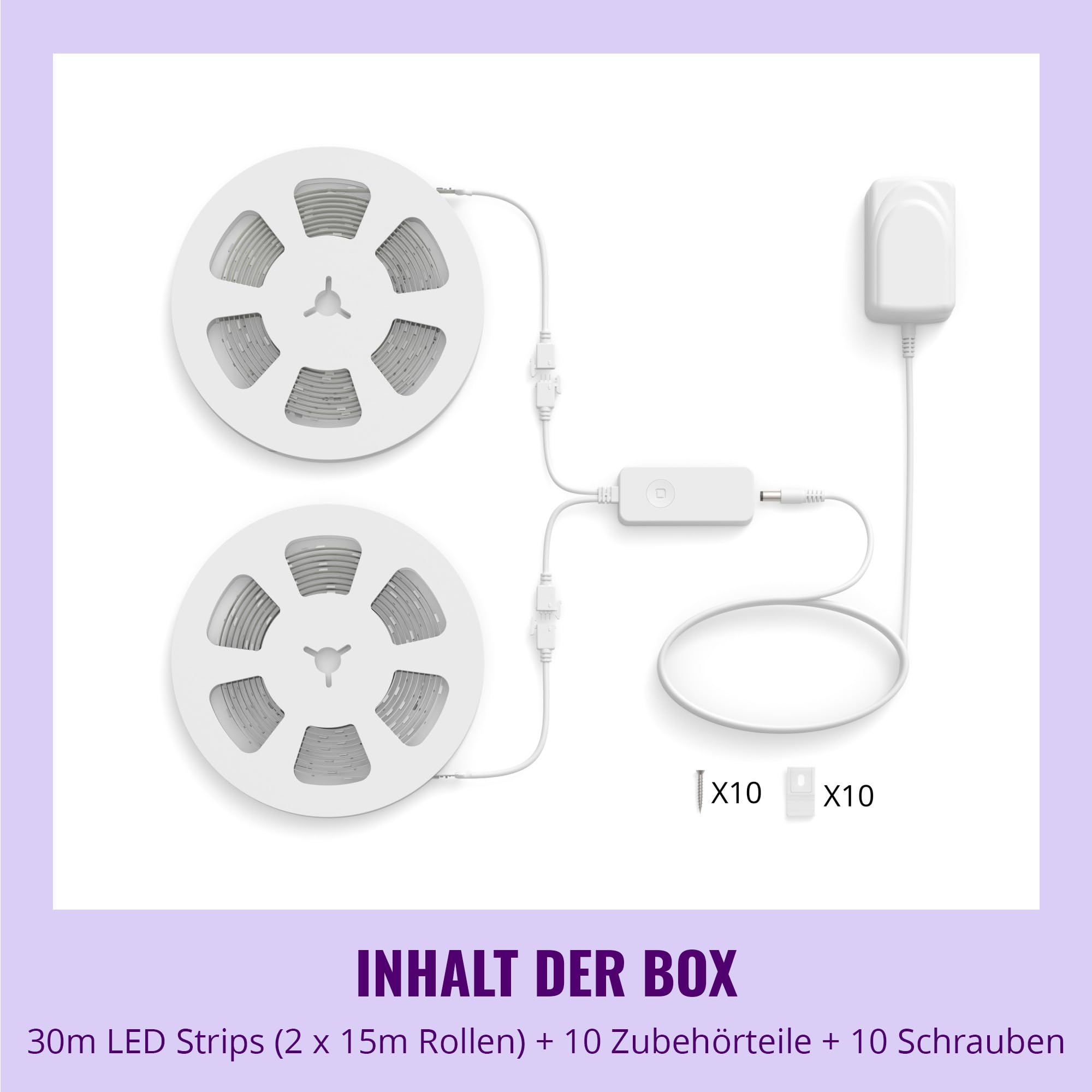 WiZ RGB LED Lightstrip - 30m, anpassbar, 16 Mio. Farben + Weißtöne, voreingestellte Lichtmodi, verbindet sich mit Ihrem WLAN, Sprach- / App-Steuerung, funktioniert mit Google Home, Alexa und HomeKit