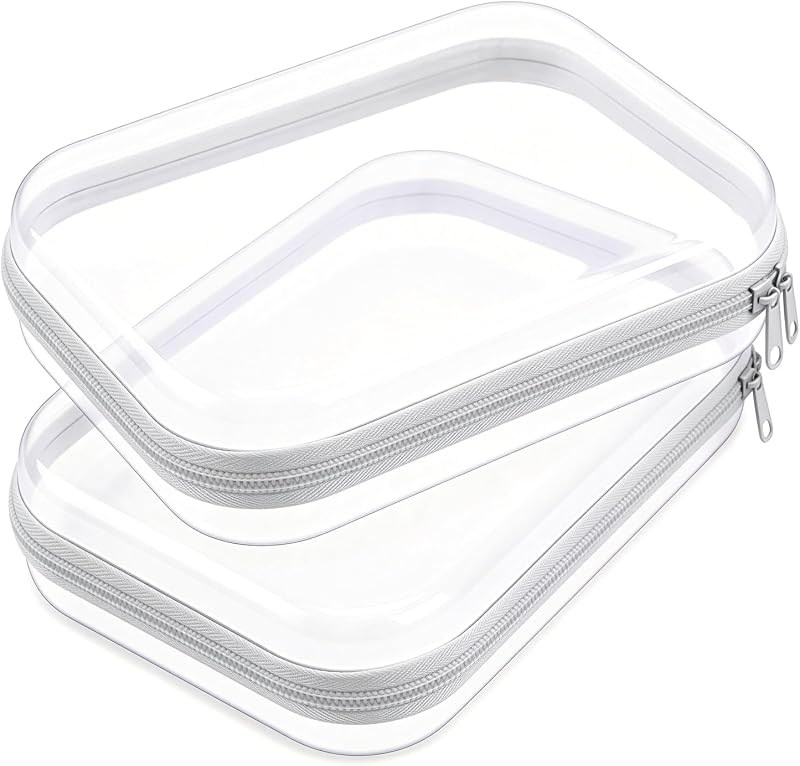 Pebblini 2 Estojos Organizadores Transparentes com Casca Rígida e Zíper, 22,5 x 16,2 x 5,1 cm