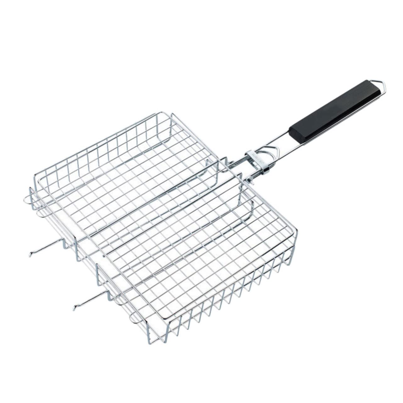 Kisangel Parrilla de Acero Inoxidable para Barbacoa Portátil Plegable Mango Cómodo para Camping y Pescado Parrilla
