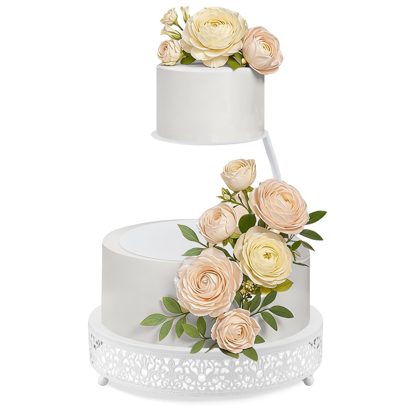 Photo 1 of LemonRoad 2 Piece White Floating Cake Stand Spacer Separator, 6 8 12 Tiered Wedding Cake Stand Round Dessert Display for Birthday Centerpiece Anniversary Party Table Display Decoration(Classic)