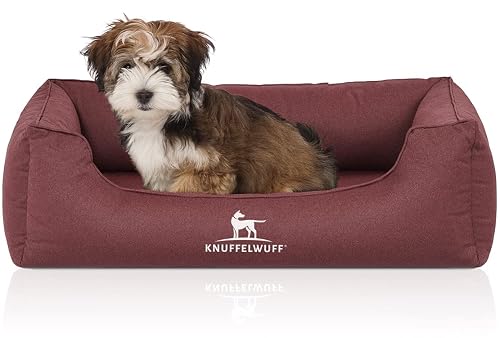 Knuffelwuff 14058-015 - Cama para Perros (ortopédica, Impermeable, Lavable, M-L Leon 85 x 63 cm), Color Rojo