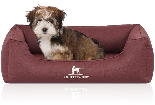 Knuffelwuff 14058-015 - Cama para Perros (ortopédica, Impermeable, Lavable, M-L Leon 85 x 63 cm), Color Rojo
