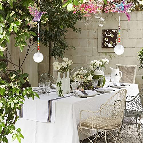 TOKIISHE 2 Pcs Sun Catchers for Windows Crystals Pendant, 5D Diamond DIY Hummingbird Ornament Rhinestones Painting with Crystals for Garden Hanging Decoration