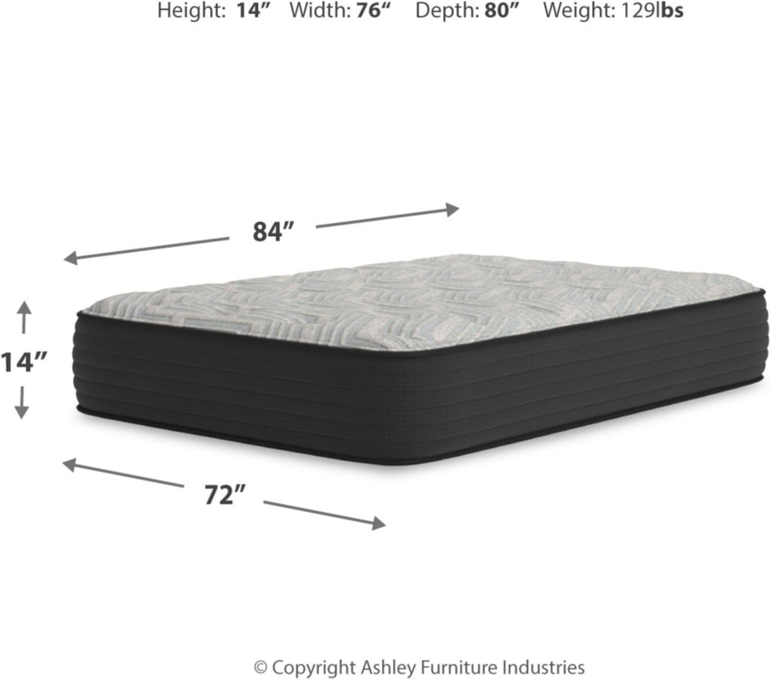 Signature Design by Ashley California King Size Palisades 14 Inch Plush Hybrid Mattress with Quick Response Gel Memory Foam, Fiberglass-Free, Mattress In A Box