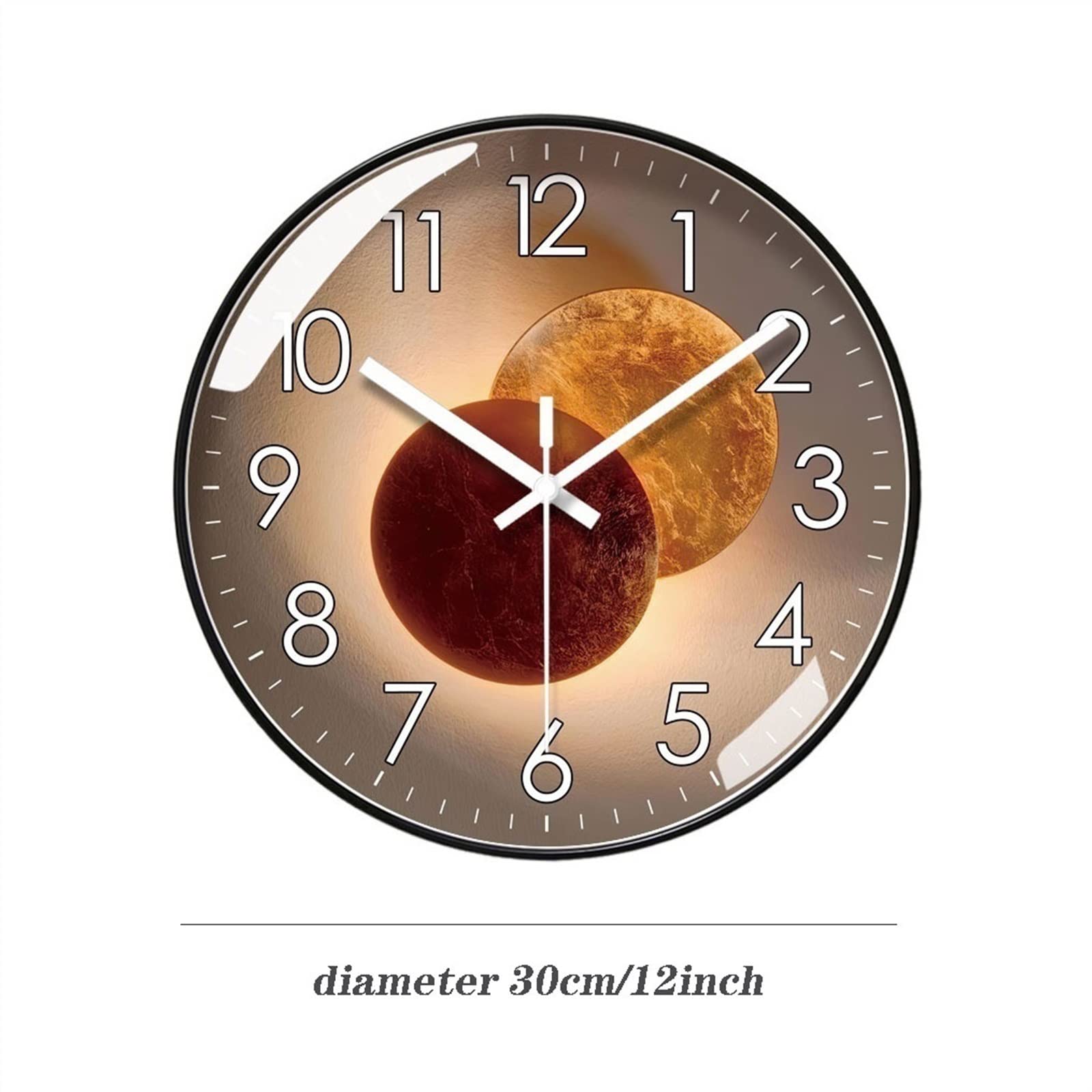 Cucina, orologio da parete silenzioso di lusso leggero Secondo al quarzo ampio Orologio digitale circolare semplice Decorazioni per interni(12inch)