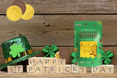 Miniatura 5 de Monedas de oro de chocolate con leche belga del día de San Patricio, sin nueces, lácteos certificados Kosher, caja de duende (media libra)