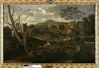 ZVLYVHSK Famous Poster and Print Wall Art Painting Ideal Landscape by Nicolas Poussin HD Canvas Painting for Wall Decor 60x90cm