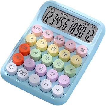 Mini Portable Calculator 12 Digits Typewriter Style Basic Standard Pocket Calculator for Office School Home Desktop Stationery Blue