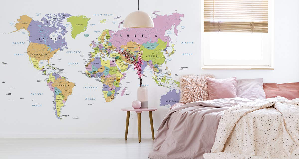 Muralo Fototapete Vlies Weltkarte, Erdkugel, Geografie - 240x360 cm