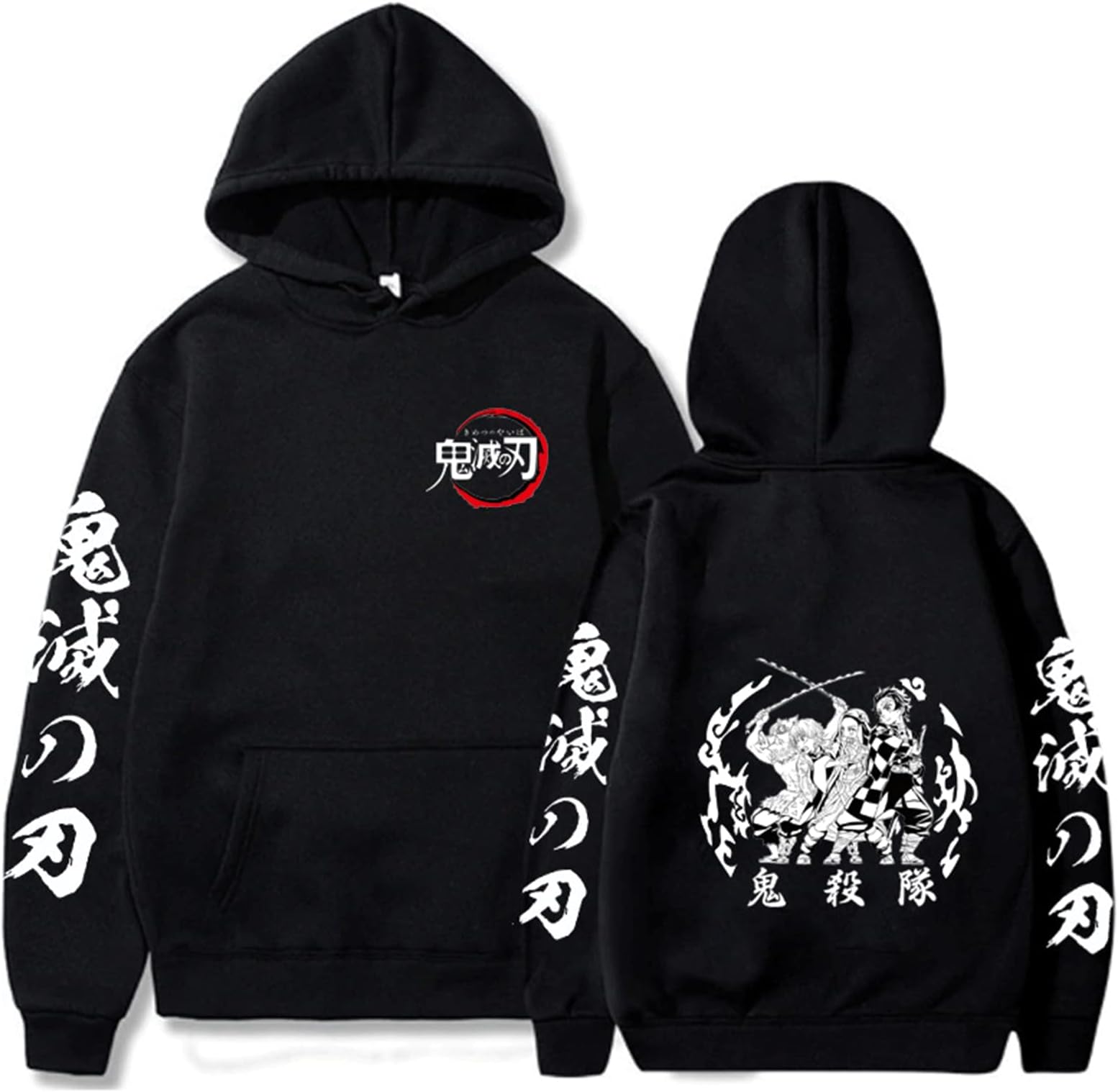 EUEUSpring New Anime Hoodies, Unisex Demon Slayer Gray Hoodie, Anime Character Sweatshirt