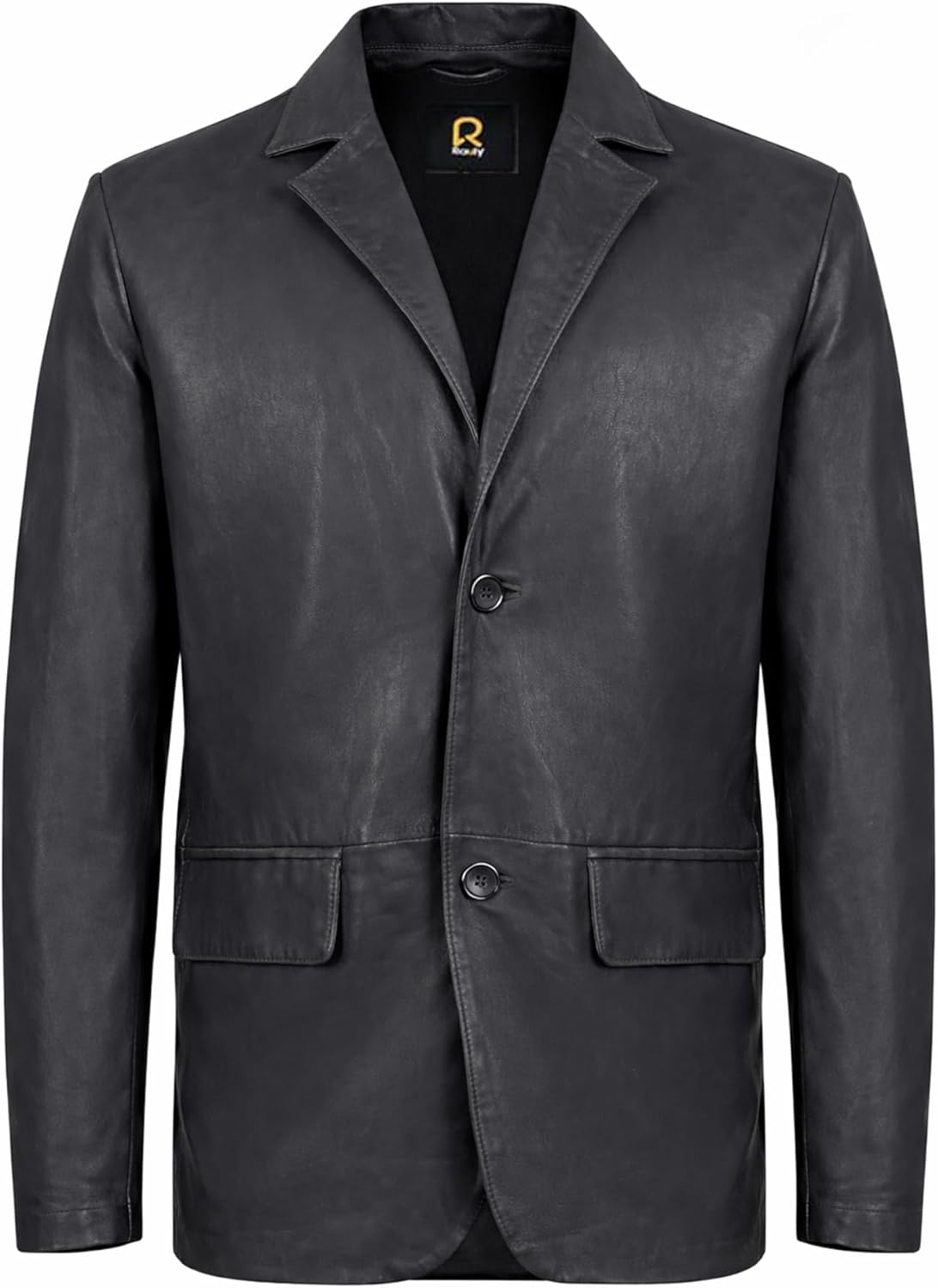 Rauly Real Lambskin Leather Blazer Men Notched Collar Button Closure Front Casual Mens Leather Coat