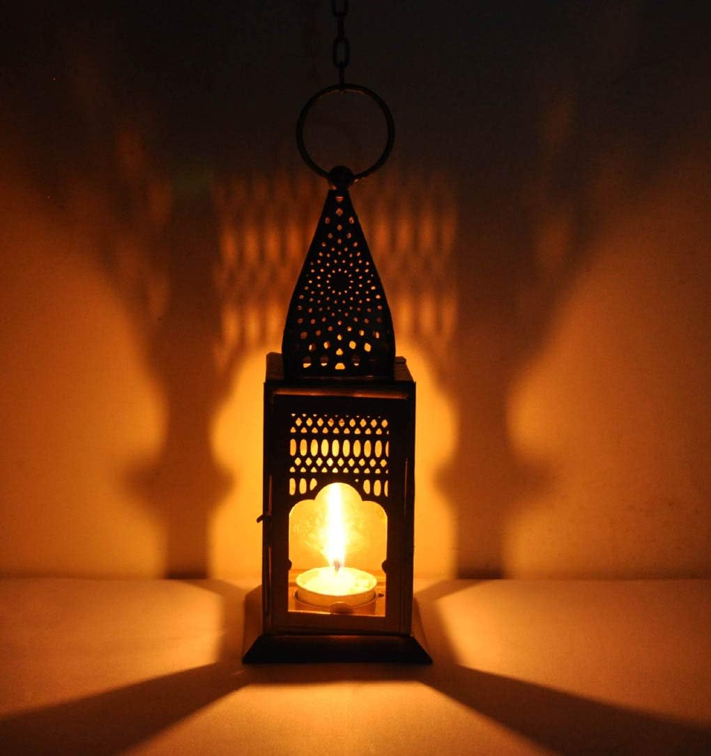 Lal Haveli Moroccan Table Lamp, Nightstand Decorative Room Desk Lamp, Night Light Lamp, Table Lamps for Bedroom, Living Room, Kitchen, Dining Room (Golden) Valentines Day Gift