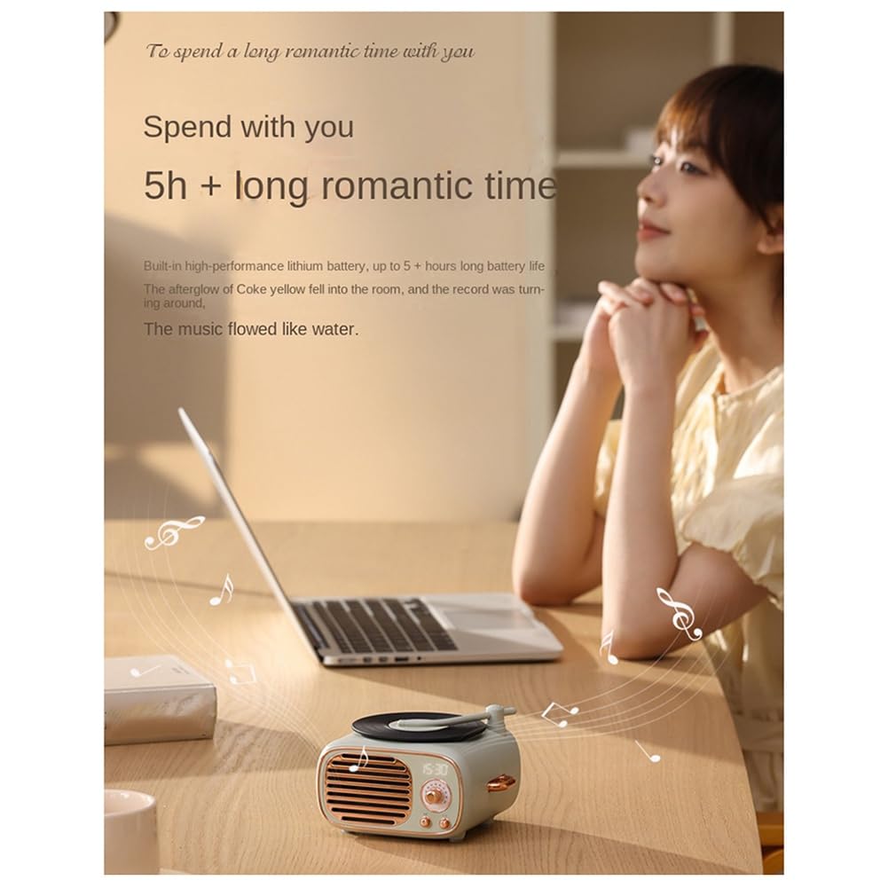 Mini haut-parleur Bluetooth vintage à l'ancienne avec horloge Mini haut-parleur Bluetooth portable avec microphone sans A