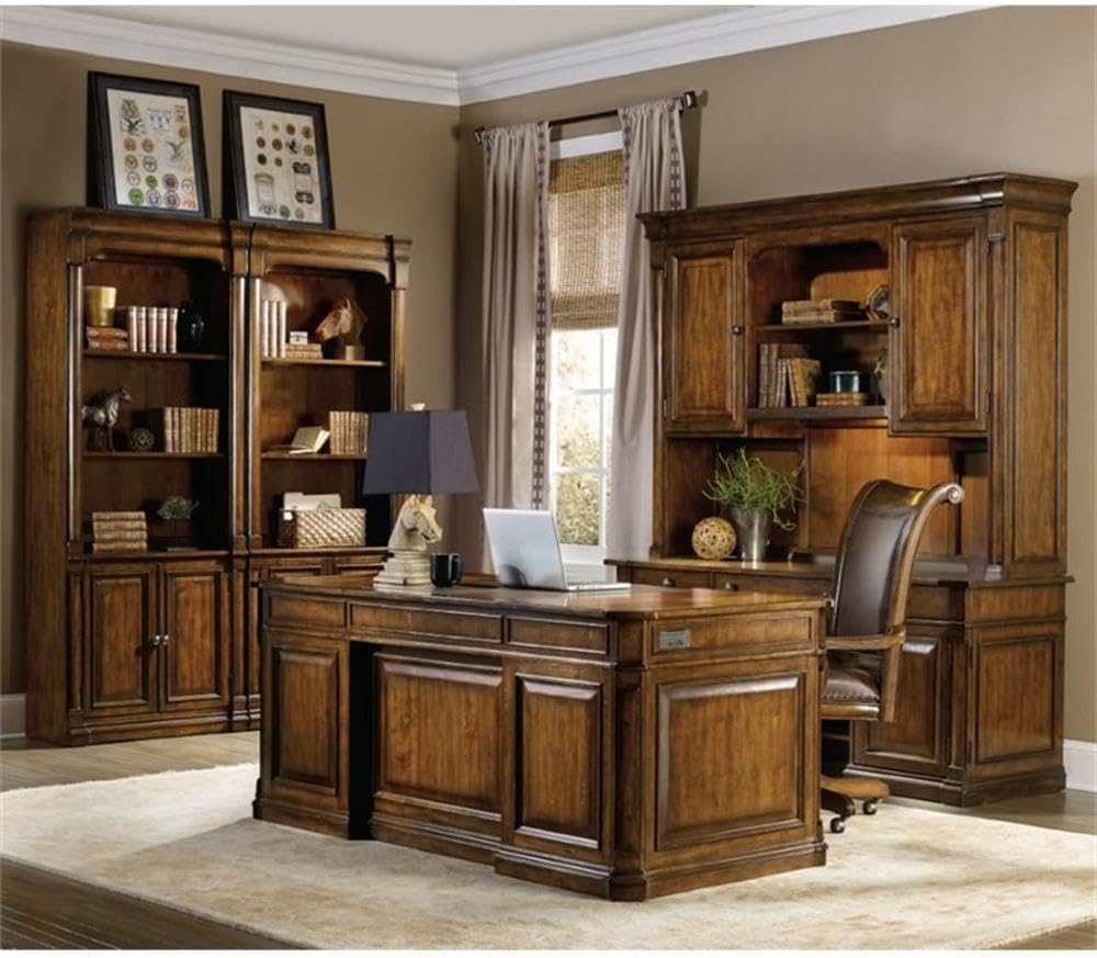Hooker Furniture Tynecastle Executive Desk in Medium Brown Wood Grain Finish