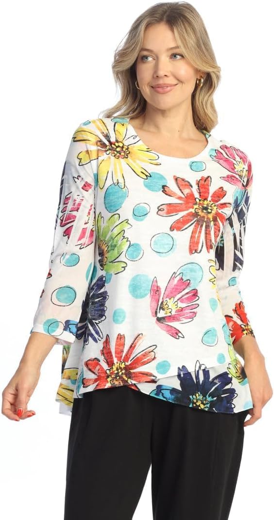 Jess & Jane Burnout Tunic with Mesh Contrast