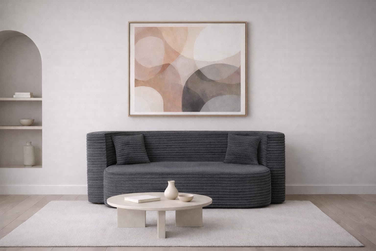 Schaum-Sofa 3-Sitzer 200 cm mit Schlaffunktion, Abnehmbarer Bezug, modern & bequem (Dunkelgrau)