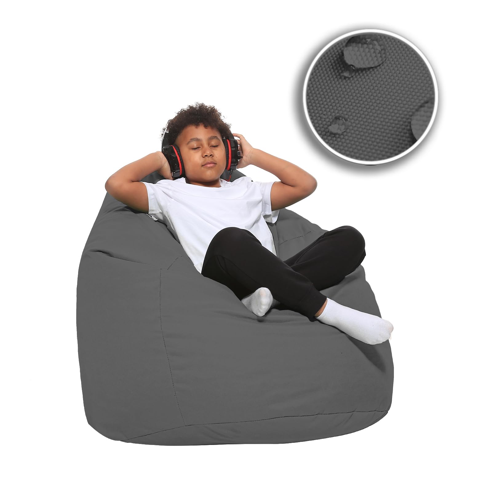 Sitzsack XXL Bodenkissen für Erwachsene & Kinder - Geeignet für Gaming oder Entspannen - Indoor wie Outdoor da er Wasserfest ist - mit EPS Perlen, Farbe:Anthrazit, Größe:XXXL