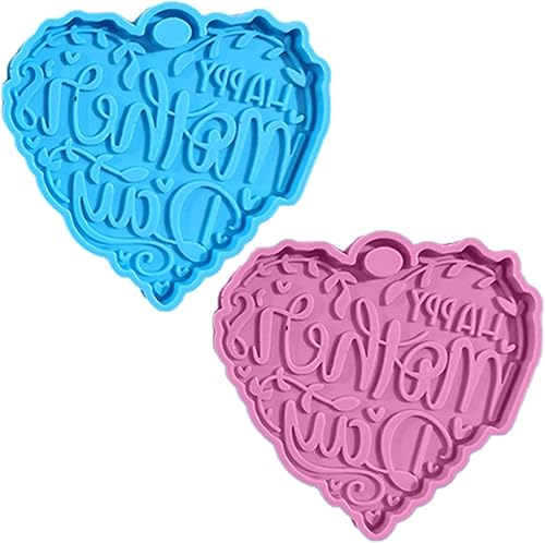 Molde de resina de silicona para el día de la madre, diseño de corazón de amor, con texto en inglés "Letra", molde de resina epoxi para fundición de