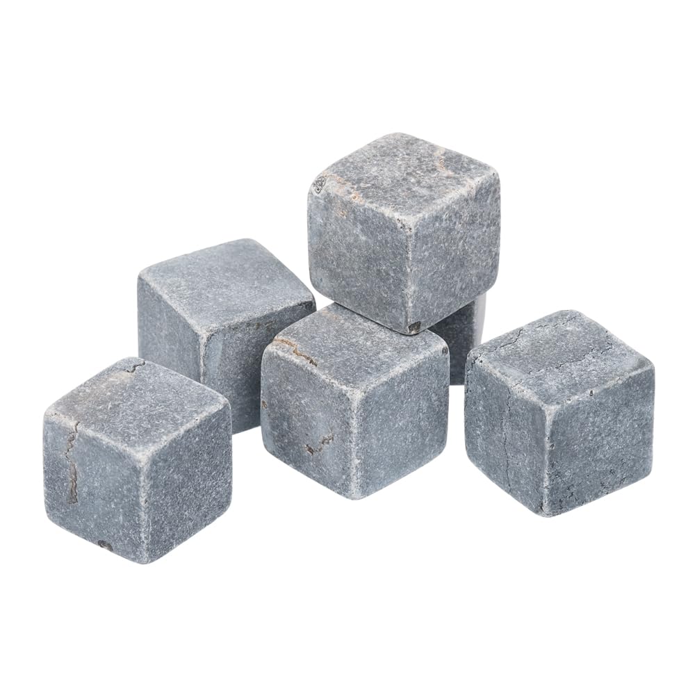 Invero Whiskey Chilling Stones - 6 Piece Granite Reusable Whisky Scotch Bourbon Cooling Ice Cubes with Velvet Bag - Perfect for Birthdays, Father’s Day or General