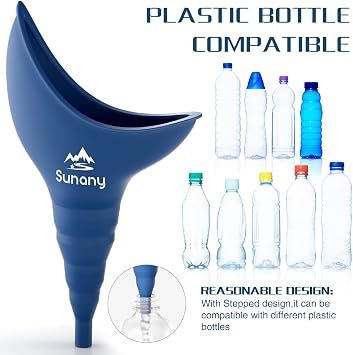 Sunany Female Urinal with Silicone Funnel Portable for Standing Female | Stand to pee, Reusable Urinal for Female Toilet, foldable with pouch, for camping hiking travel outdoor, easy rinse
