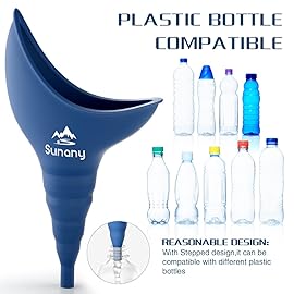 Sunany Female Urinal, Female Urinal with Silicone Funnel, Portable for Standing Female, Reusable Urinal for Female Toilet, for Outdoor, Activities, Camping, Travel (Blue)